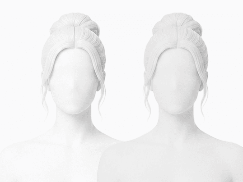 Two heads side by side: the left with a narrower jaw and sharper cheekbone, the right with a wider, softer, more rounded one.