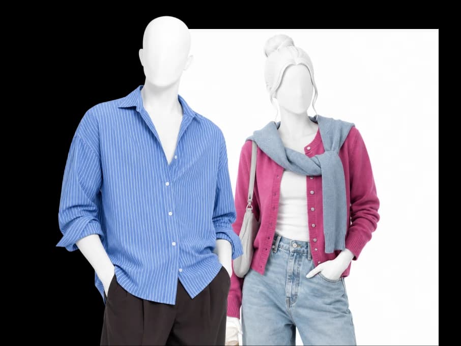 Two people dressed in the True Summer palette