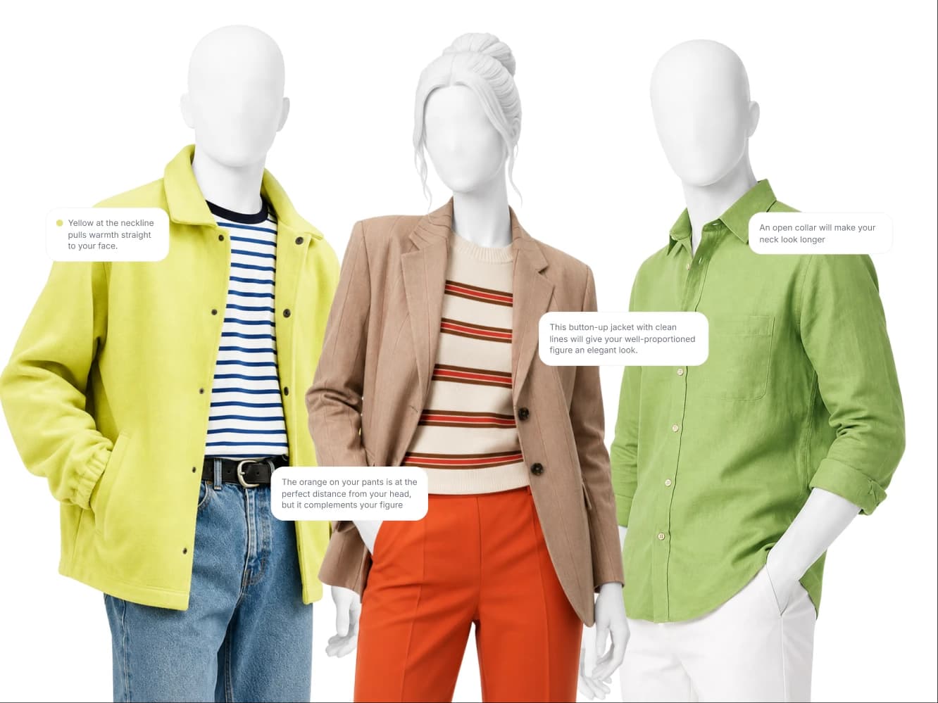 Generic app styling advice pinned to three outfits, the vague kind this review argues you should not pay for
