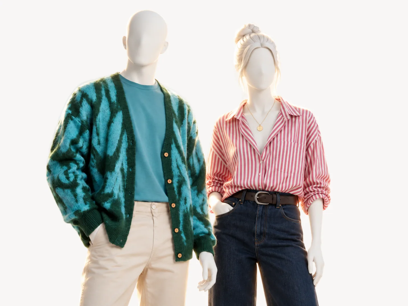 Looks en los colores de Bright Spring sobre dos maniquíes