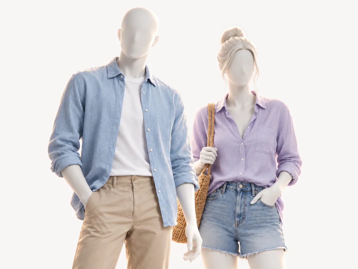 Looks en los colores de Light Summer sobre dos maniquíes