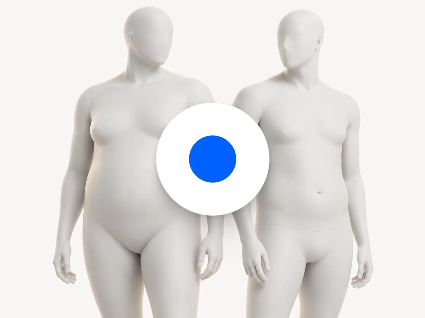 Dos maniquíes masculinos de distinta complexión con las mismas proporciones de tipo Óvalo
