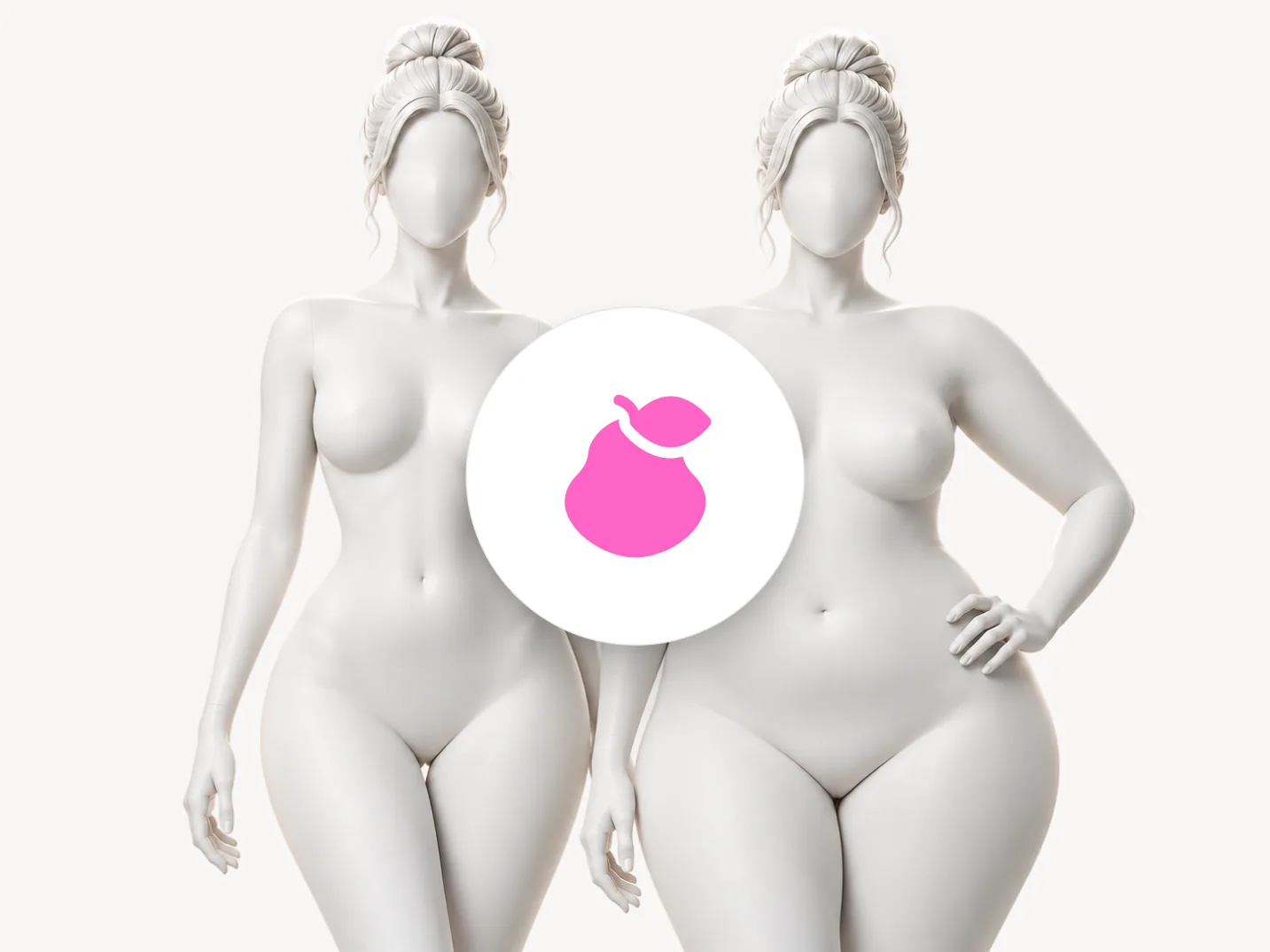 Dos maniquíes de distinta complexión con las mismas proporciones de tipo Pera