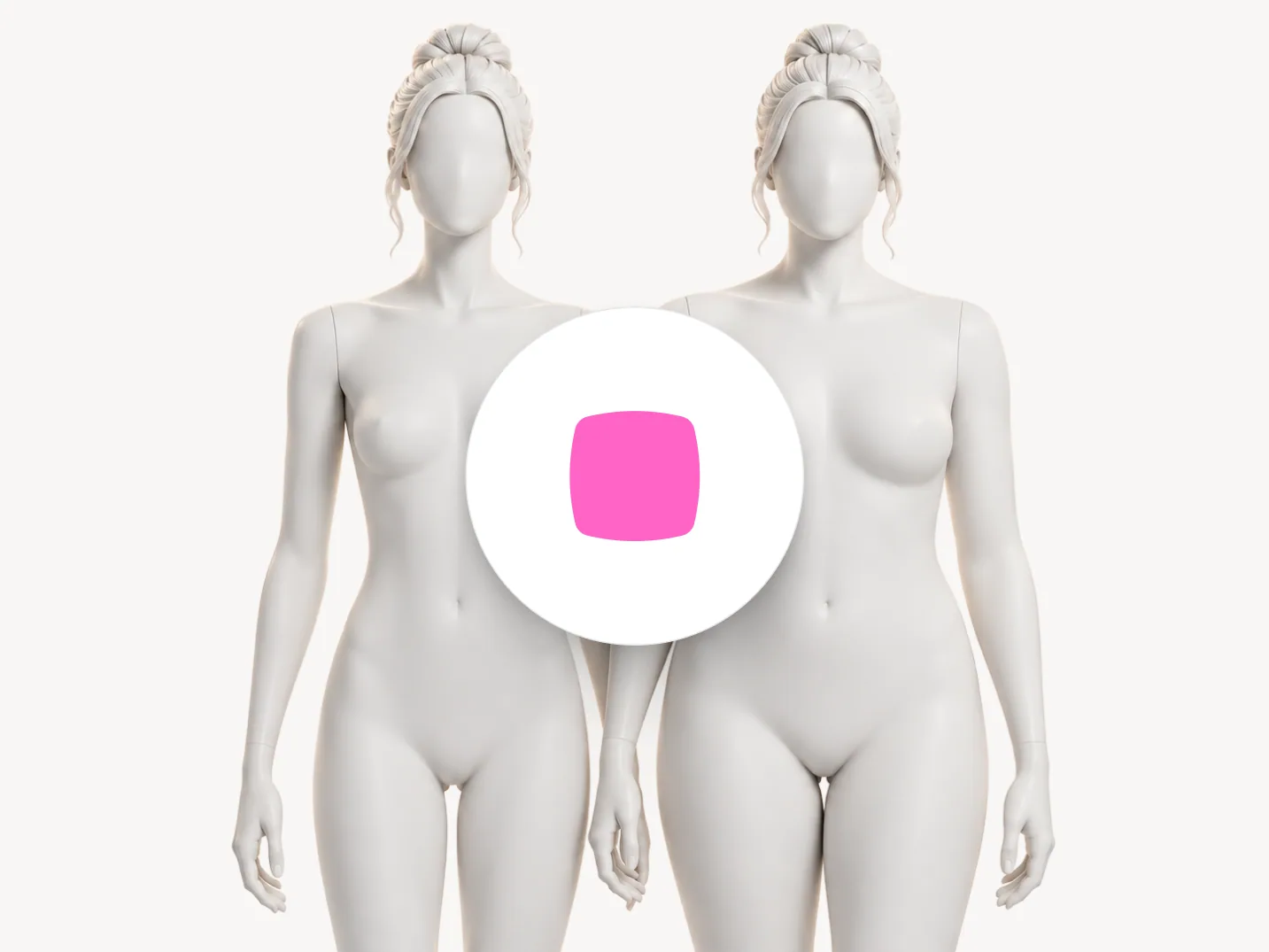 Dos maniquíes de distinta complexión con las mismas proporciones de tipo Rectángulo