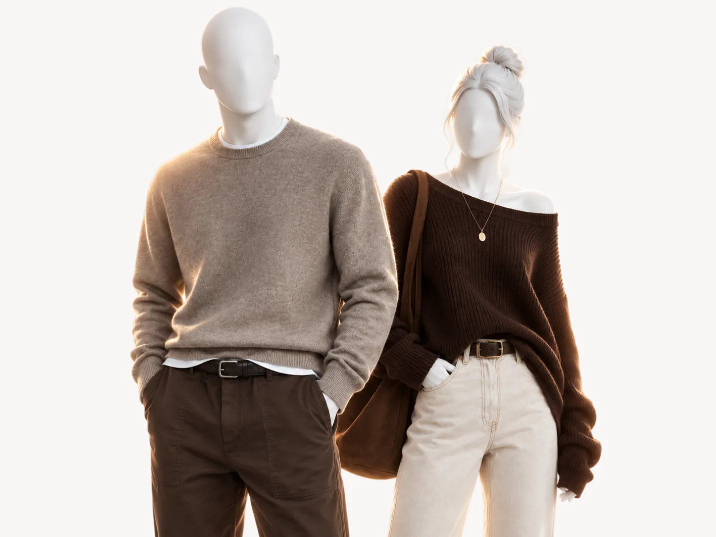 Looks en los colores de True Autumn sobre dos maniquíes