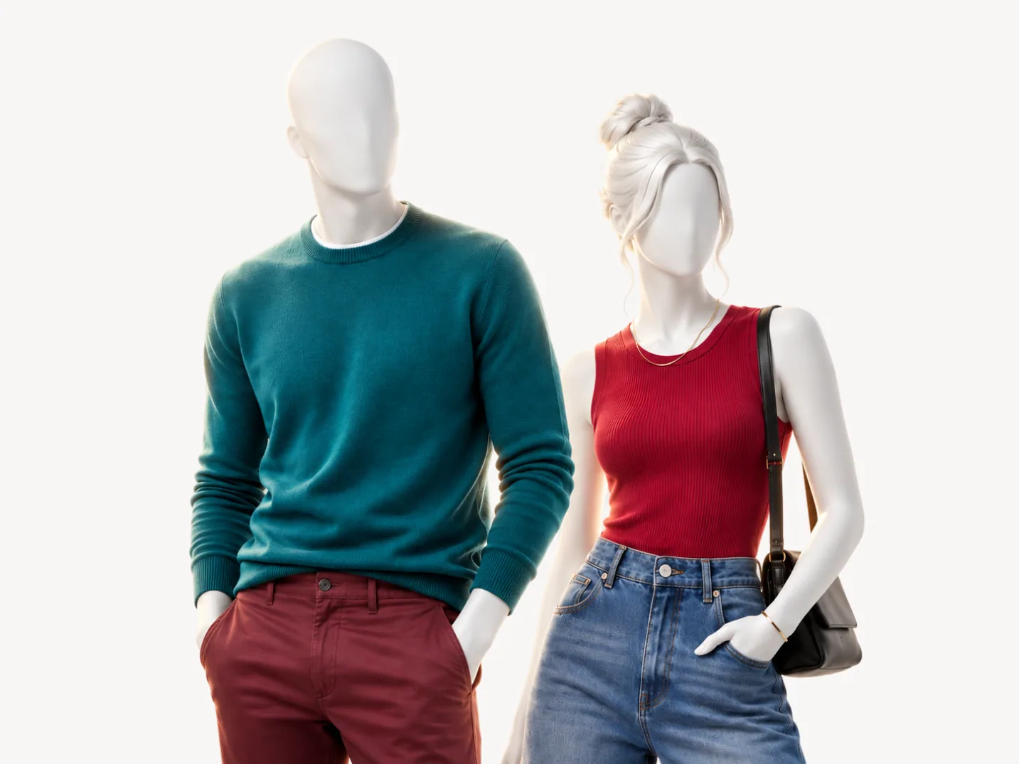 Looks en los colores de True Winter sobre dos maniquíes