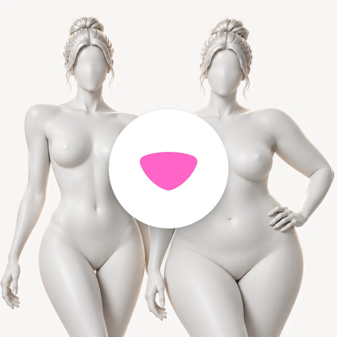 Dos figuras de mujer con el tipo de cuerpo Triángulo invertido