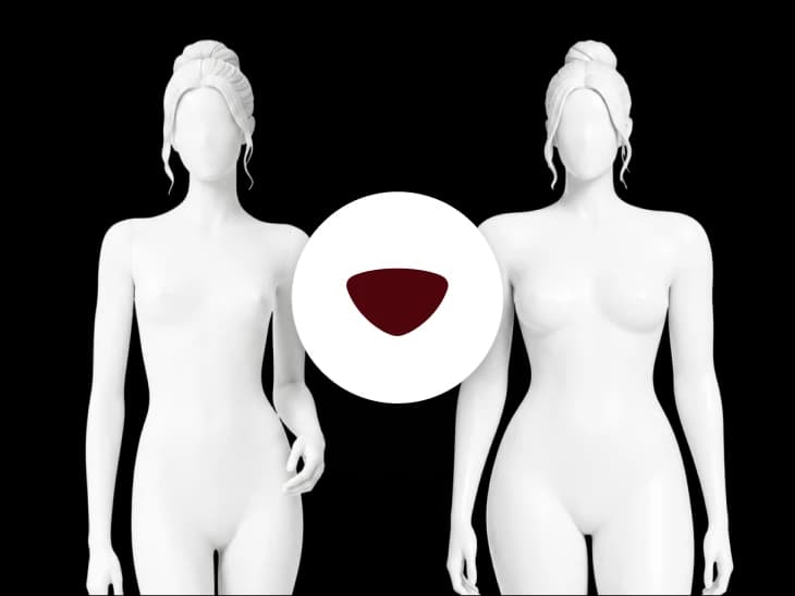 Two women's figures showing the Inverted Triangle shape