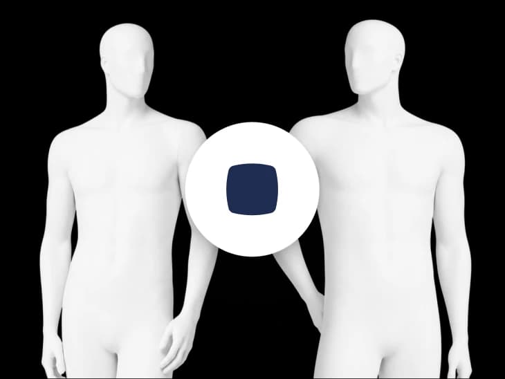 Two men's figures showing the Rectangle shape
