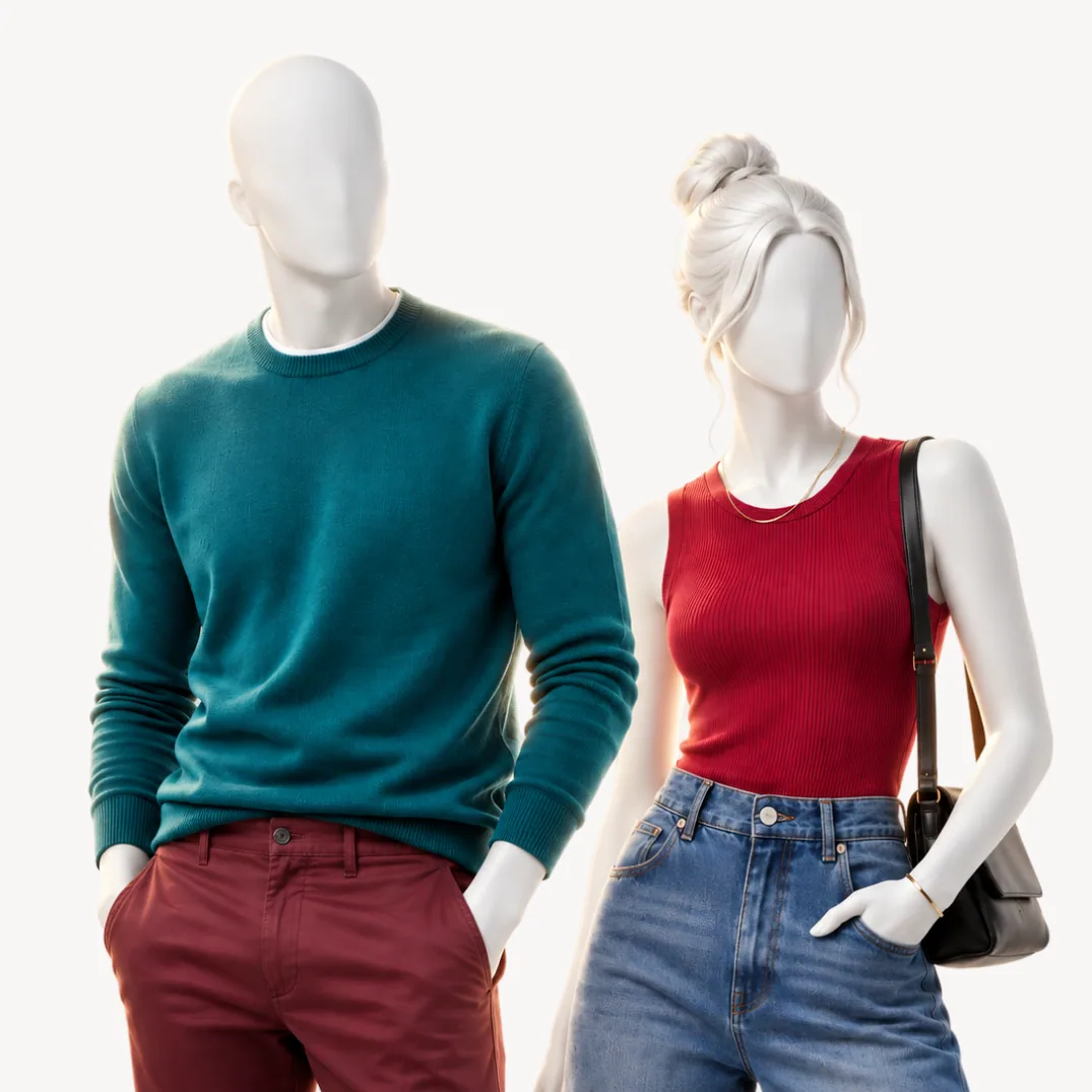 Dos maniquíes vestidos con la paleta de True Winter