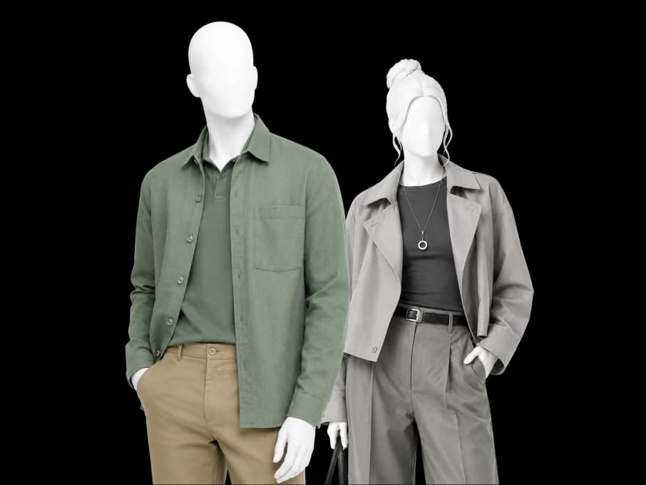 Two people dressed in the Soft Summer palette