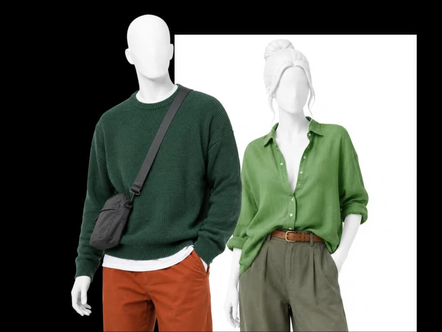 Two people dressed in the True Spring palette
