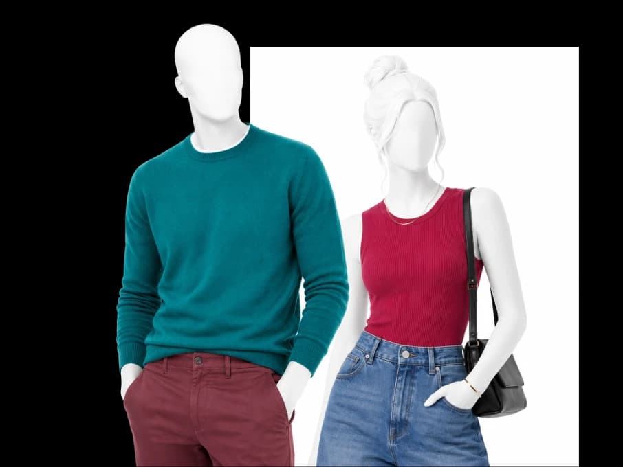 Two people dressed in the True Winter palette